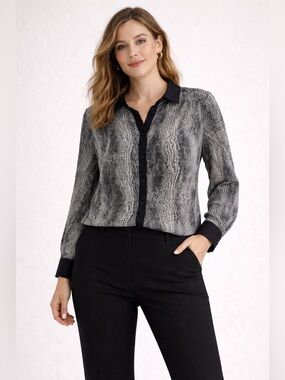 DONNA Snake Print  BUTTON DOWN BLOUSE